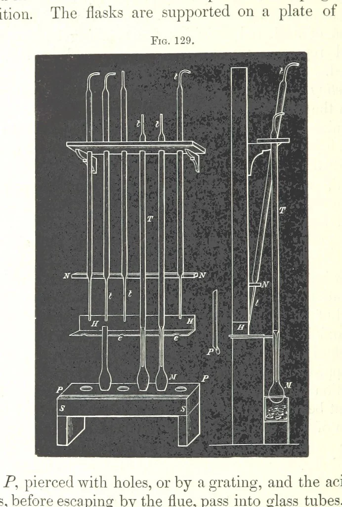An illustration from Manual of practical assaying, 1868, leaf 664