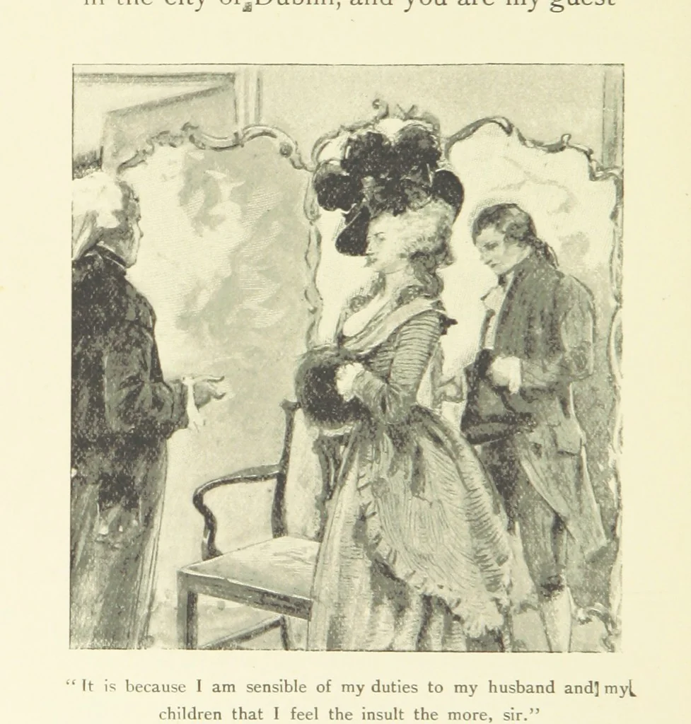 An illustration from The Impudent Comedian and others. [Tales.] ... With illustrations by R. Sauber, 1897, leaf 122