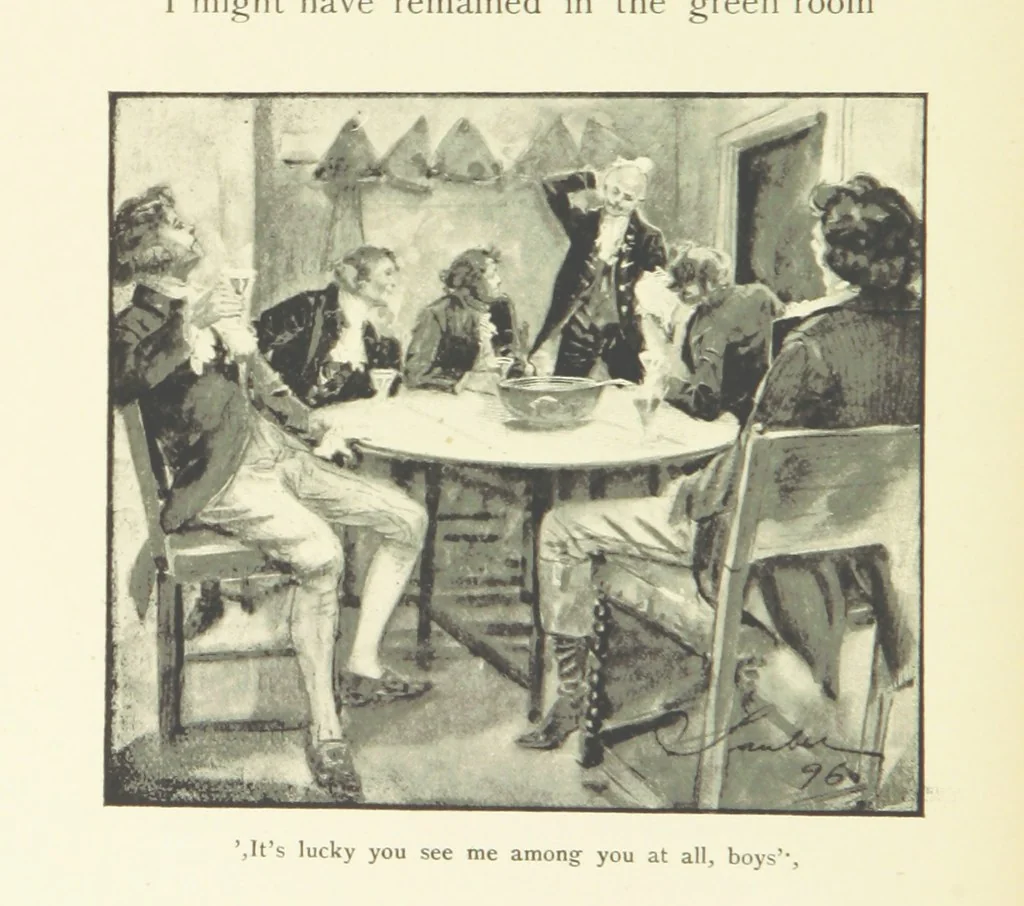 An illustration from The Impudent Comedian and others. [Tales.] ... With illustrations by R. Sauber, 1897, leaf 126