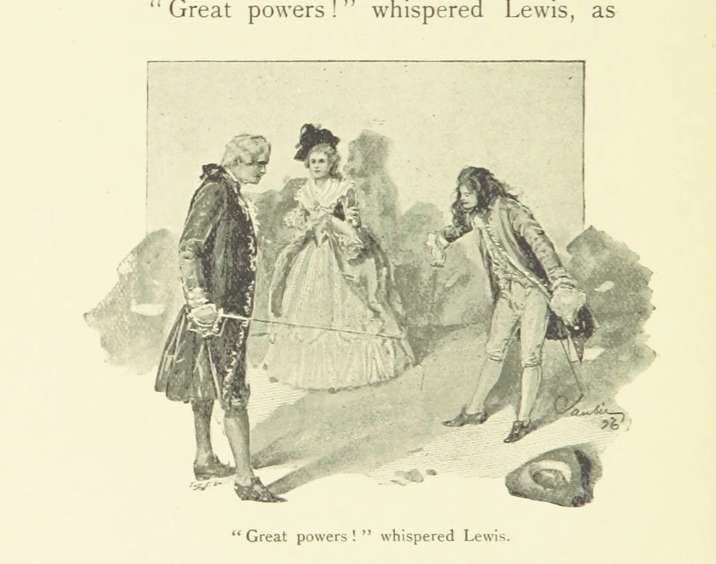 An illustration from The Impudent Comedian and others. [Tales.] ... With illustrations by R. Sauber, 1897, leaf 204