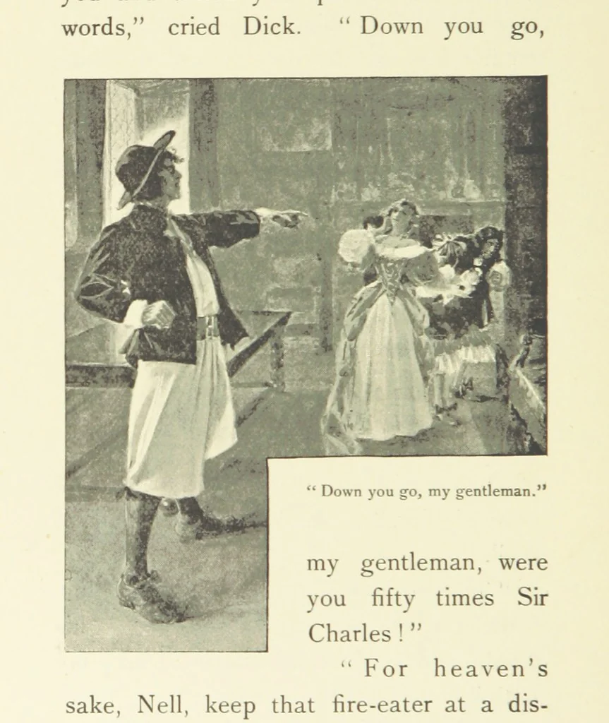 An illustration from The Impudent Comedian and others. [Tales.] ... With illustrations by R. Sauber, 1897, leaf 50