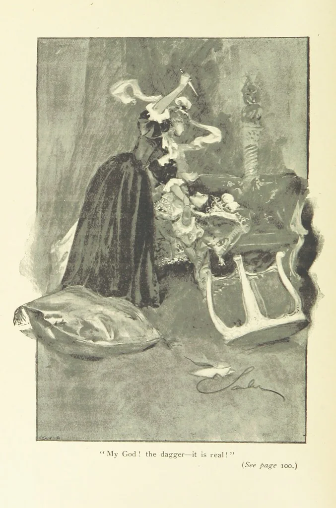 An illustration from The Impudent Comedian and others. [Tales.] ... With illustrations by R. Sauber, 1897, leaf 60