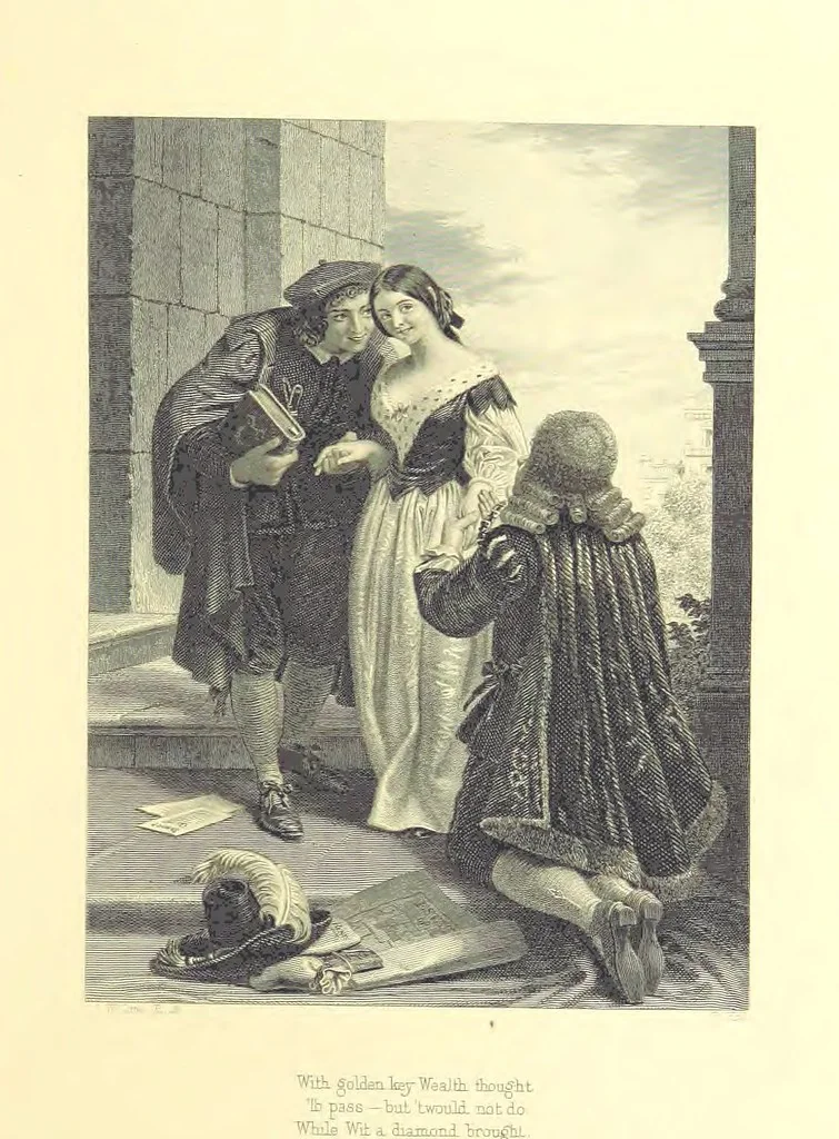 An illustration from Moore's Irish Melodies, Lalla Rookh, National Airs, Legendary Ballads, Songs, etc., with a memoir by J. F. Waller. Illustrations, etc, 1867, leaf 105