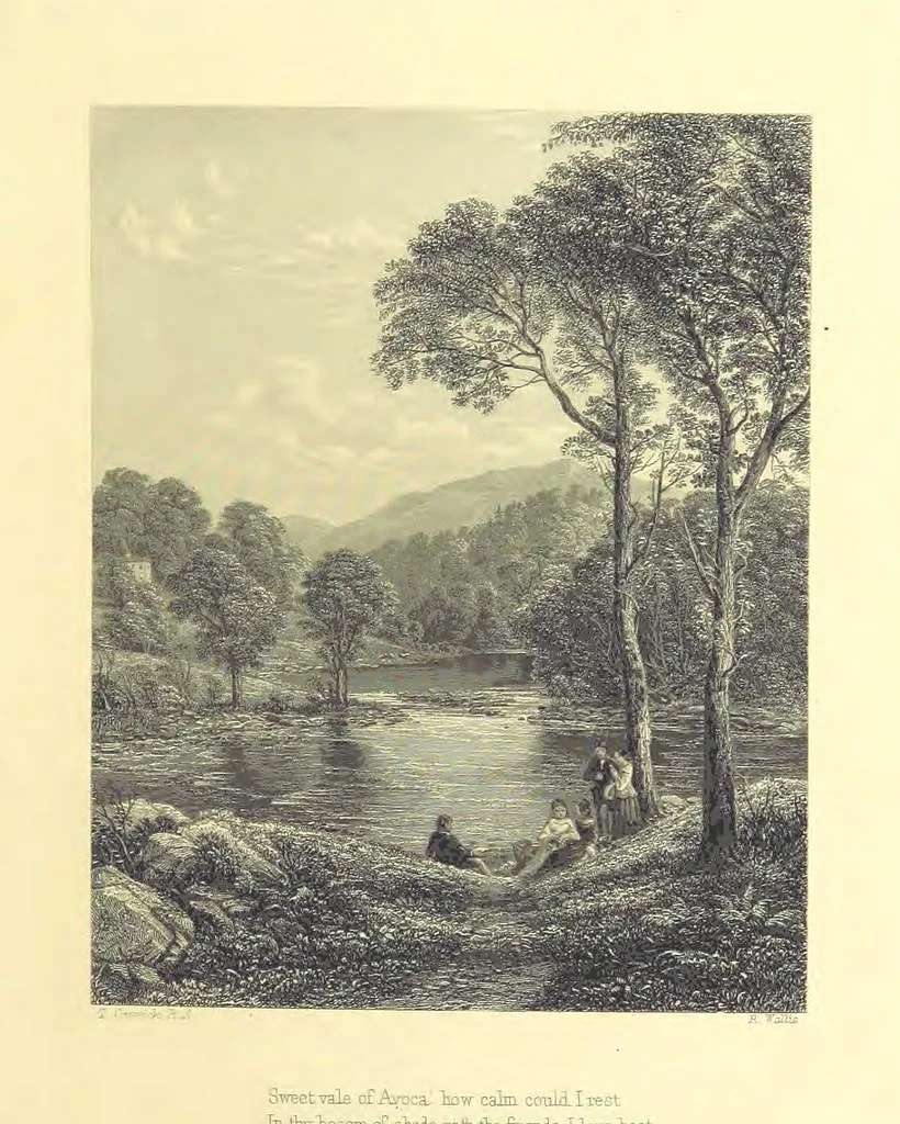 An illustration from Moore's Irish Melodies, Lalla Rookh, National Airs, Legendary Ballads, Songs, etc., with a memoir by J. F. Waller. Illustrations, etc, 1867, leaf 115