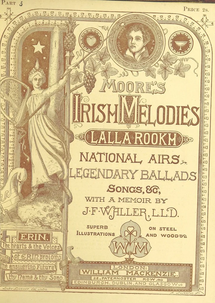 An illustration from Moore's Irish Melodies, Lalla Rookh, National Airs, Legendary Ballads, Songs, etc., with a memoir by J. F. Waller. Illustrations, etc, 1867, leaf 147