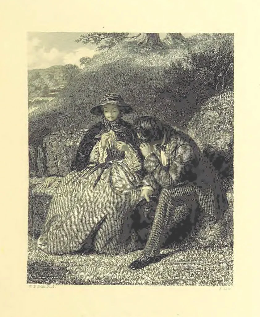 An illustration from Moore's Irish Melodies, Lalla Rookh, National Airs, Legendary Ballads, Songs, etc., with a memoir by J. F. Waller. Illustrations, etc, 1867, leaf 153