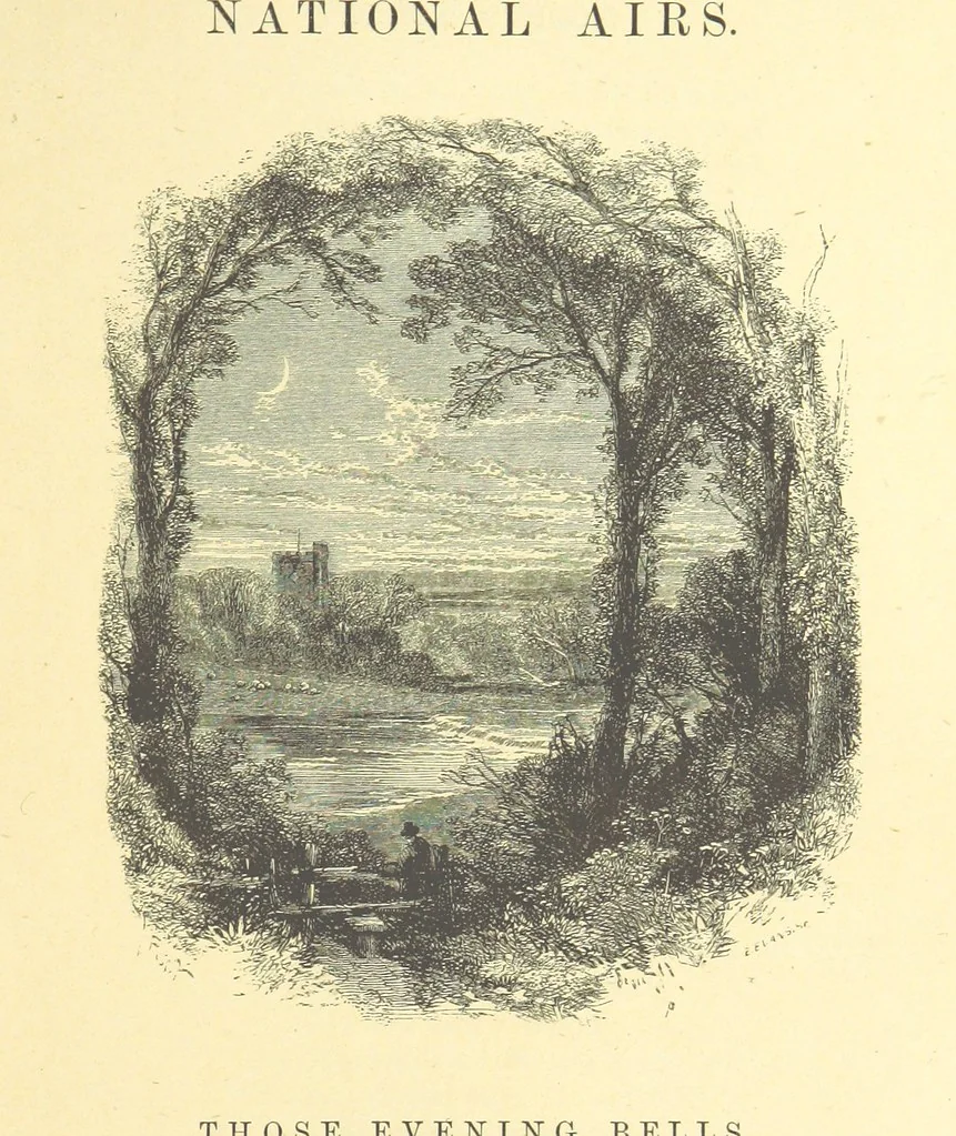 An illustration from Moore's Irish Melodies, Lalla Rookh, National Airs, Legendary Ballads, Songs, etc., with a memoir by J. F. Waller. Illustrations, etc, 1867, leaf 169