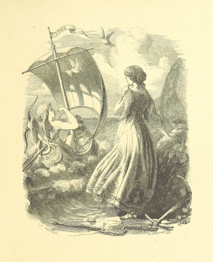 An illustration from Moore's Irish Melodies, Lalla Rookh, National Airs, Legendary Ballads, Songs, etc., with a memoir by J. F. Waller. Illustrations, etc, 1867, leaf 173