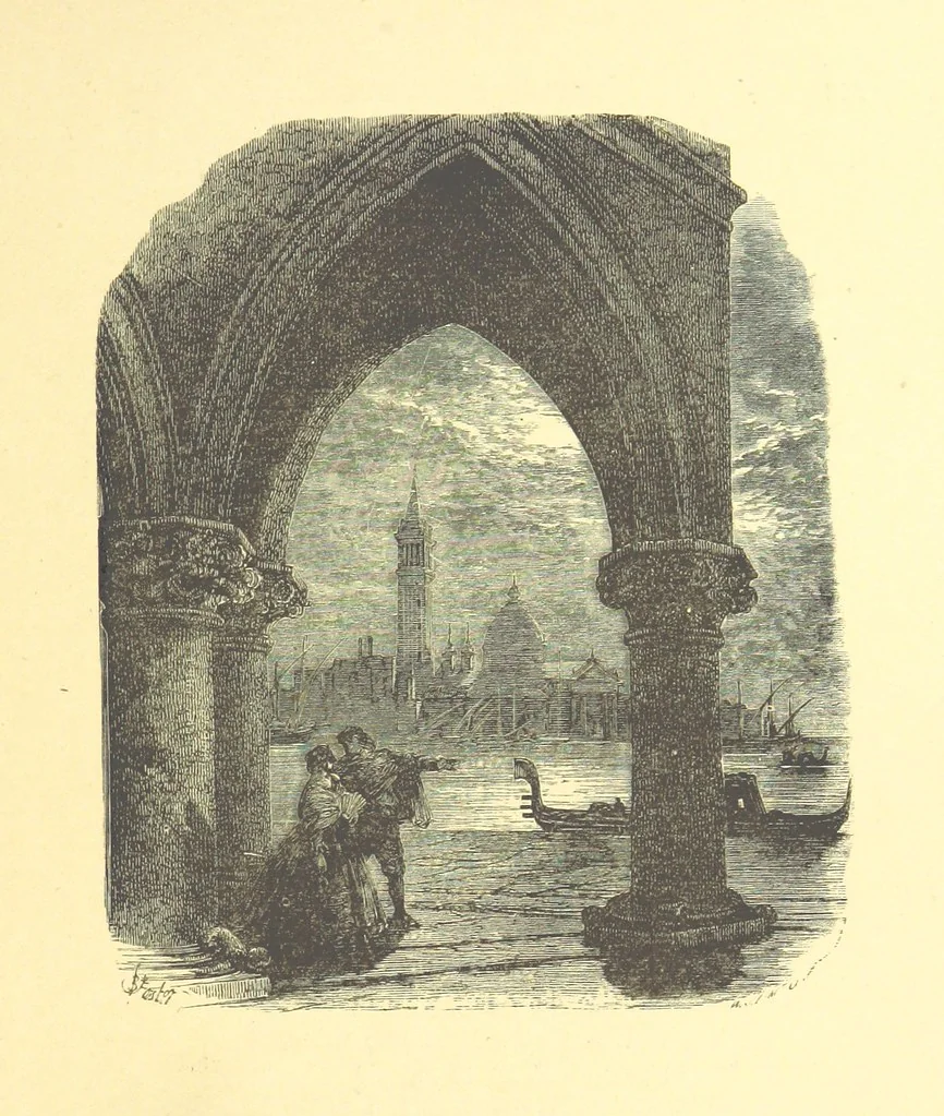 An illustration from Moore's Irish Melodies, Lalla Rookh, National Airs, Legendary Ballads, Songs, etc., with a memoir by J. F. Waller. Illustrations, etc, 1867, leaf 177