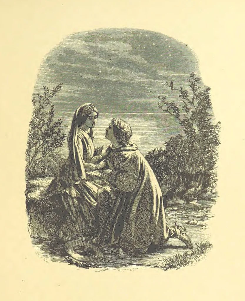 An illustration from Moore's Irish Melodies, Lalla Rookh, National Airs, Legendary Ballads, Songs, etc., with a memoir by J. F. Waller. Illustrations, etc, 1867, leaf 185