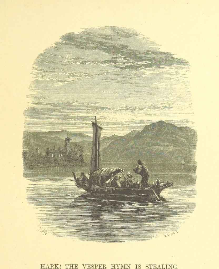 An illustration from Moore's Irish Melodies, Lalla Rookh, National Airs, Legendary Ballads, Songs, etc., with a memoir by J. F. Waller. Illustrations, etc, 1867, leaf 189