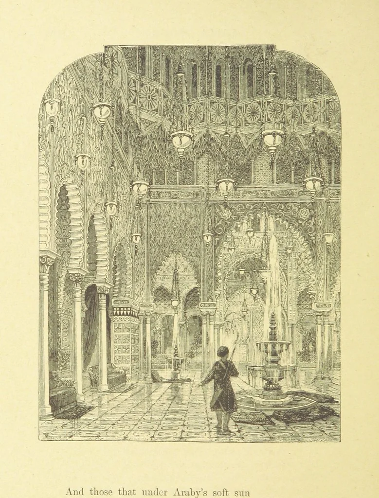 An illustration from Moore's Irish Melodies, Lalla Rookh, National Airs, Legendary Ballads, Songs, etc., with a memoir by J. F. Waller. Illustrations, etc, 1867, leaf 260