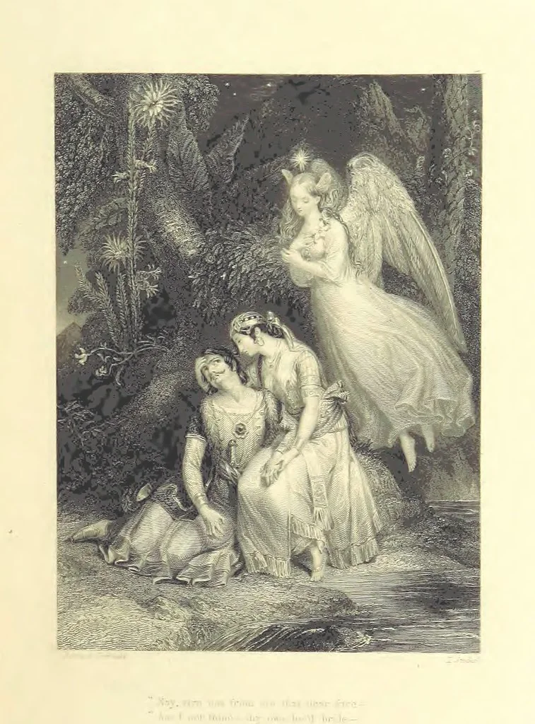 An illustration from Moore's Irish Melodies, Lalla Rookh, National Airs, Legendary Ballads, Songs, etc., with a memoir by J. F. Waller. Illustrations, etc, 1867, leaf 311