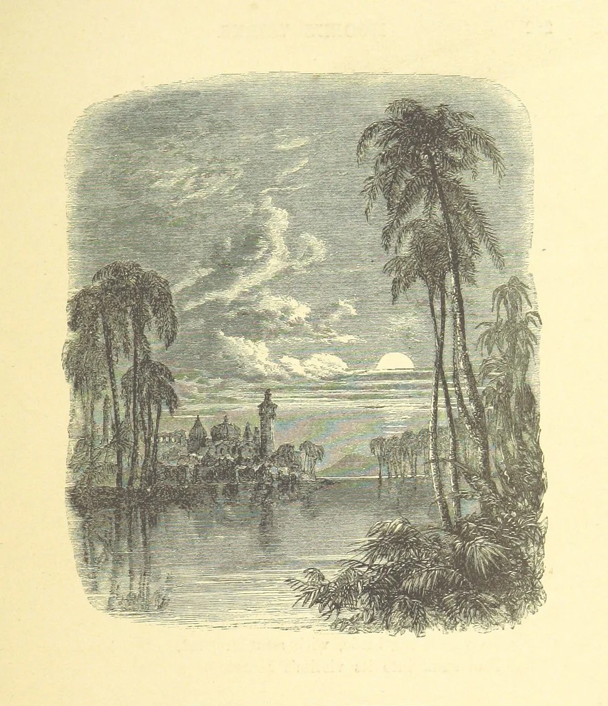 An illustration from Moore's Irish Melodies, Lalla Rookh, National Airs, Legendary Ballads, Songs, etc., with a memoir by J. F. Waller. Illustrations, etc, 1867, leaf 327