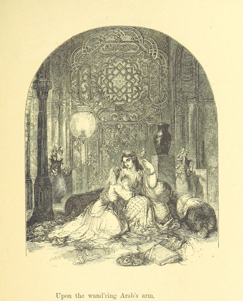 An illustration from Moore's Irish Melodies, Lalla Rookh, National Airs, Legendary Ballads, Songs, etc., with a memoir by J. F. Waller. Illustrations, etc, 1867, leaf 401