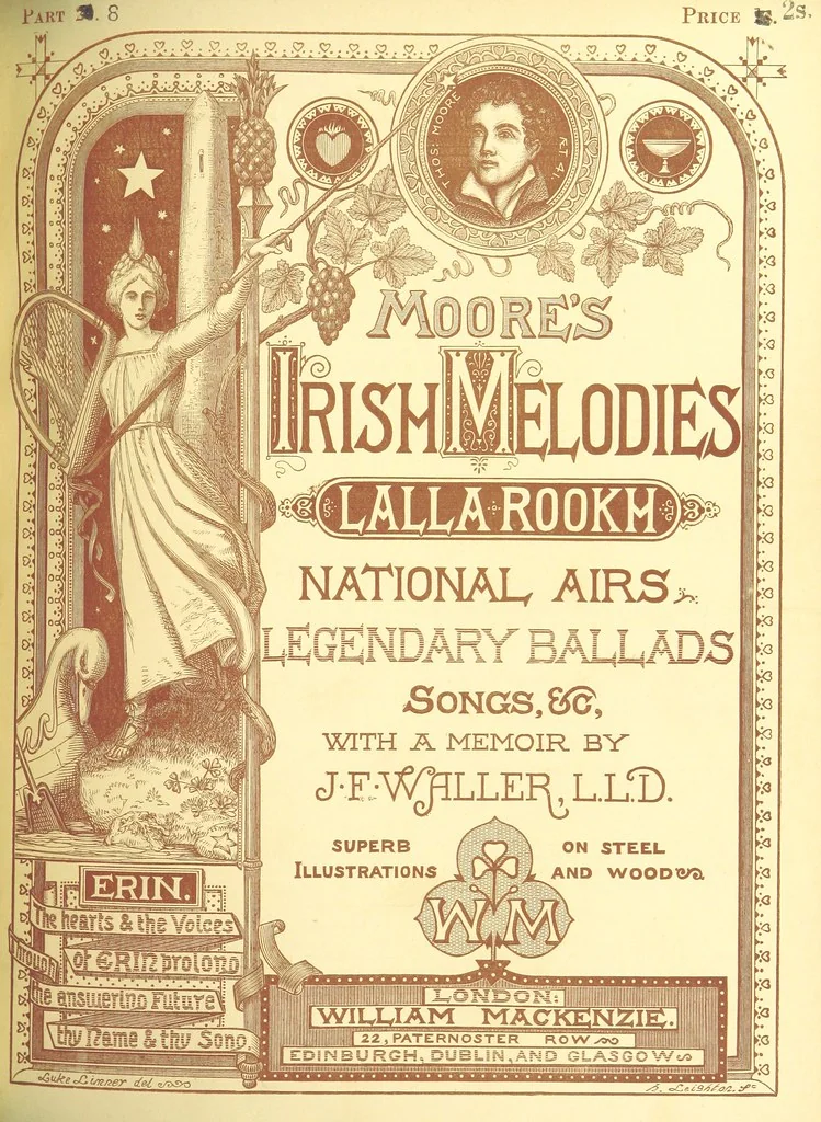 An illustration from Moore's Irish Melodies, Lalla Rookh, National Airs, Legendary Ballads, Songs, etc., with a memoir by J. F. Waller. Illustrations, etc, 1867, leaf 421