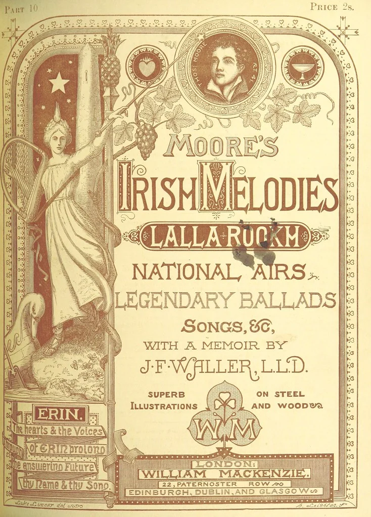 An illustration from Moore's Irish Melodies, Lalla Rookh, National Airs, Legendary Ballads, Songs, etc., with a memoir by J. F. Waller. Illustrations, etc, 1867, leaf 525