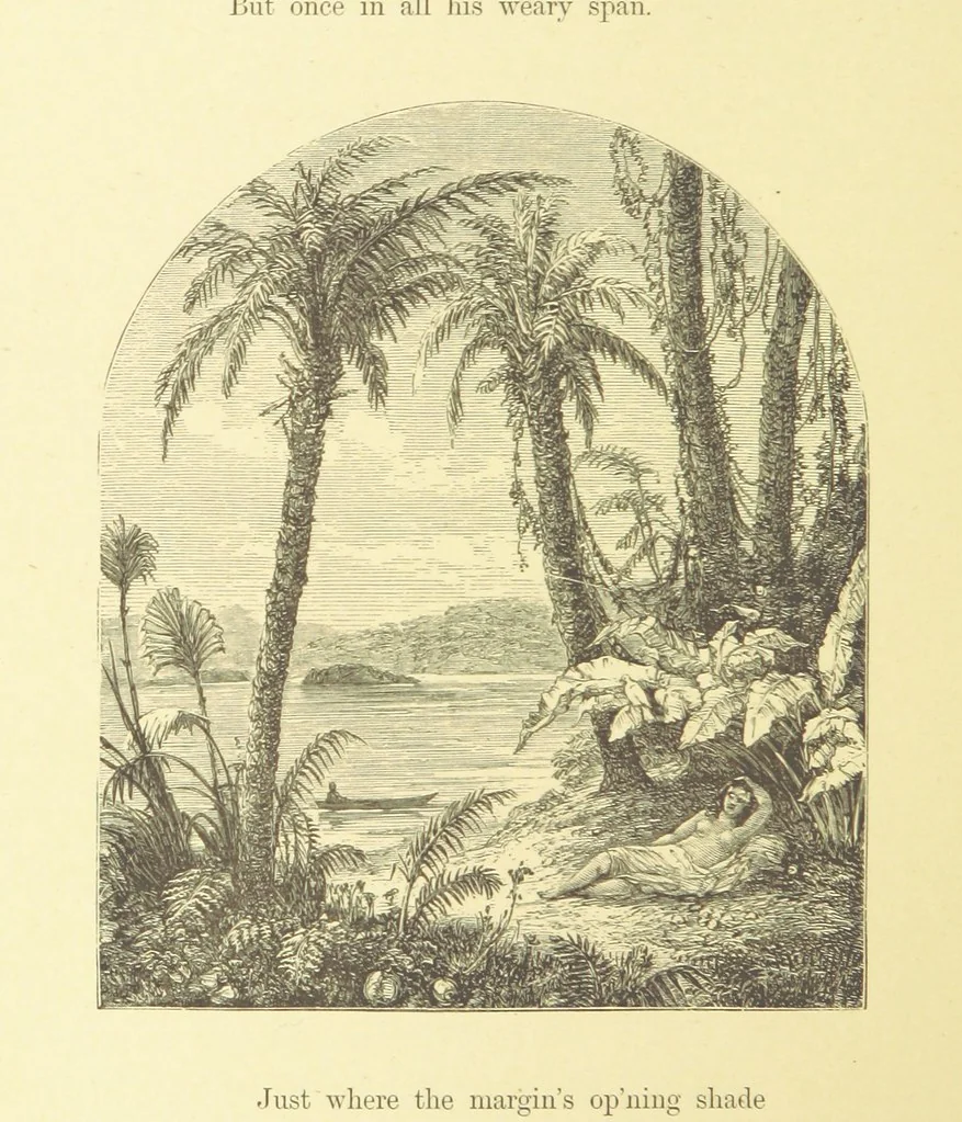 An illustration from Moore's Irish Melodies, Lalla Rookh, National Airs, Legendary Ballads, Songs, etc., with a memoir by J. F. Waller. Illustrations, etc, 1867, leaf 546