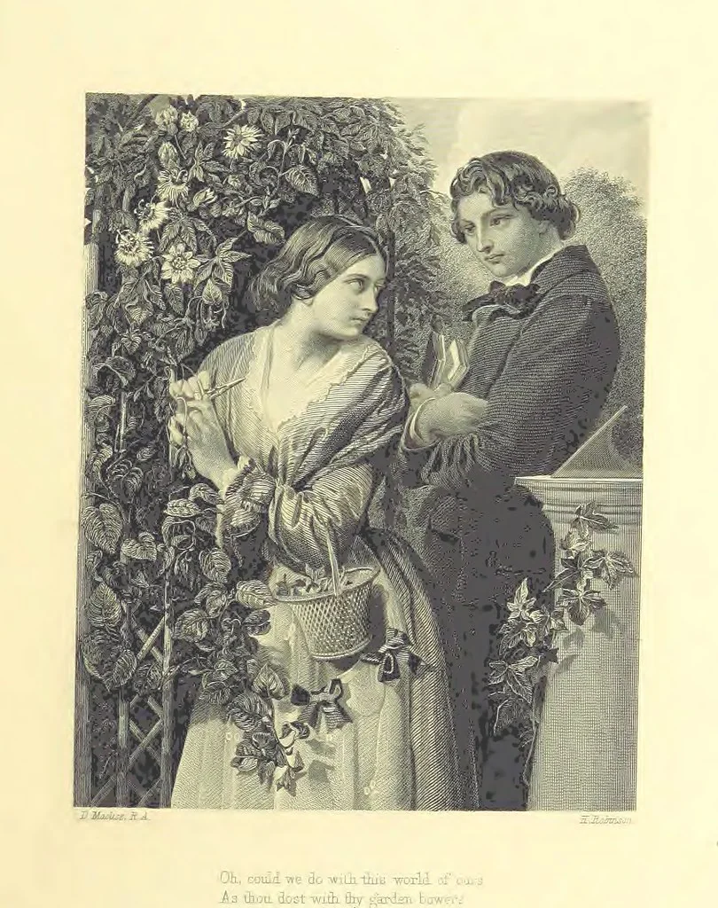 An illustration from Moore's Irish Melodies, Lalla Rookh, National Airs, Legendary Ballads, Songs, etc., with a memoir by J. F. Waller. Illustrations, etc, 1867, leaf 55