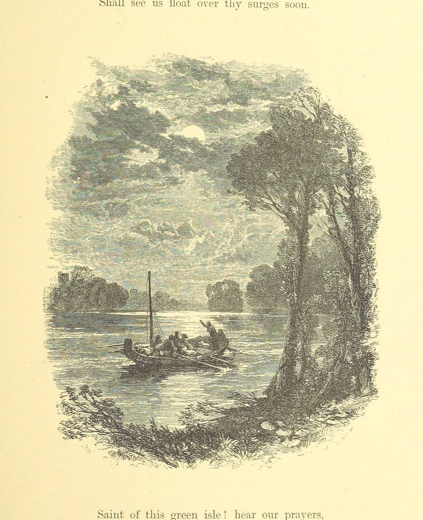 An illustration from Moore's Irish Melodies, Lalla Rookh, National Airs, Legendary Ballads, Songs, etc., with a memoir by J. F. Waller. Illustrations, etc, 1867, leaf 567
