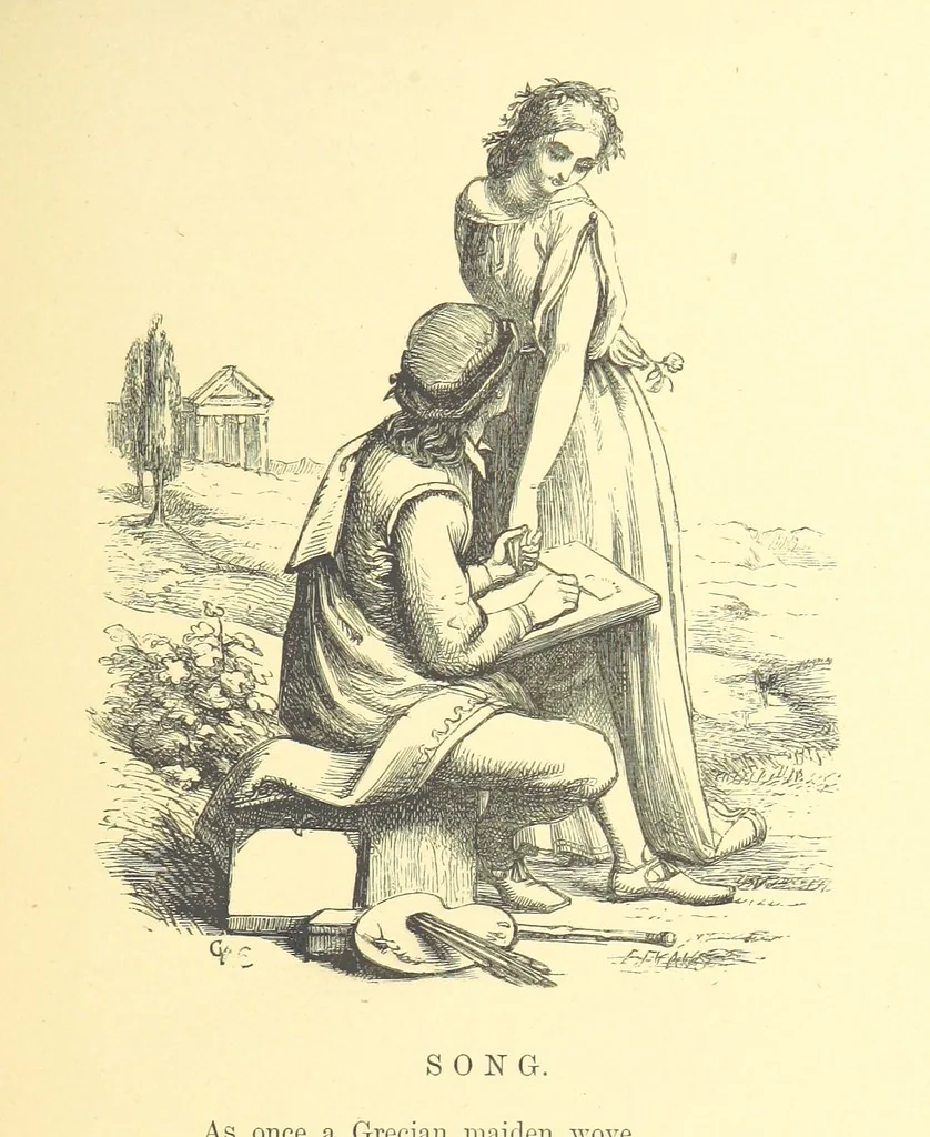 An illustration from Moore's Irish Melodies, Lalla Rookh, National Airs, Legendary Ballads, Songs, etc., with a memoir by J. F. Waller. Illustrations, etc, 1867, leaf 583