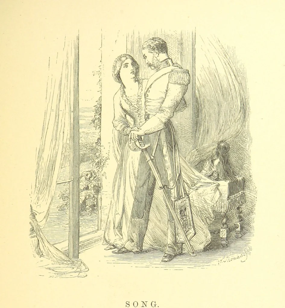 An illustration from Moore's Irish Melodies, Lalla Rookh, National Airs, Legendary Ballads, Songs, etc., with a memoir by J. F. Waller. Illustrations, etc, 1867, leaf 591