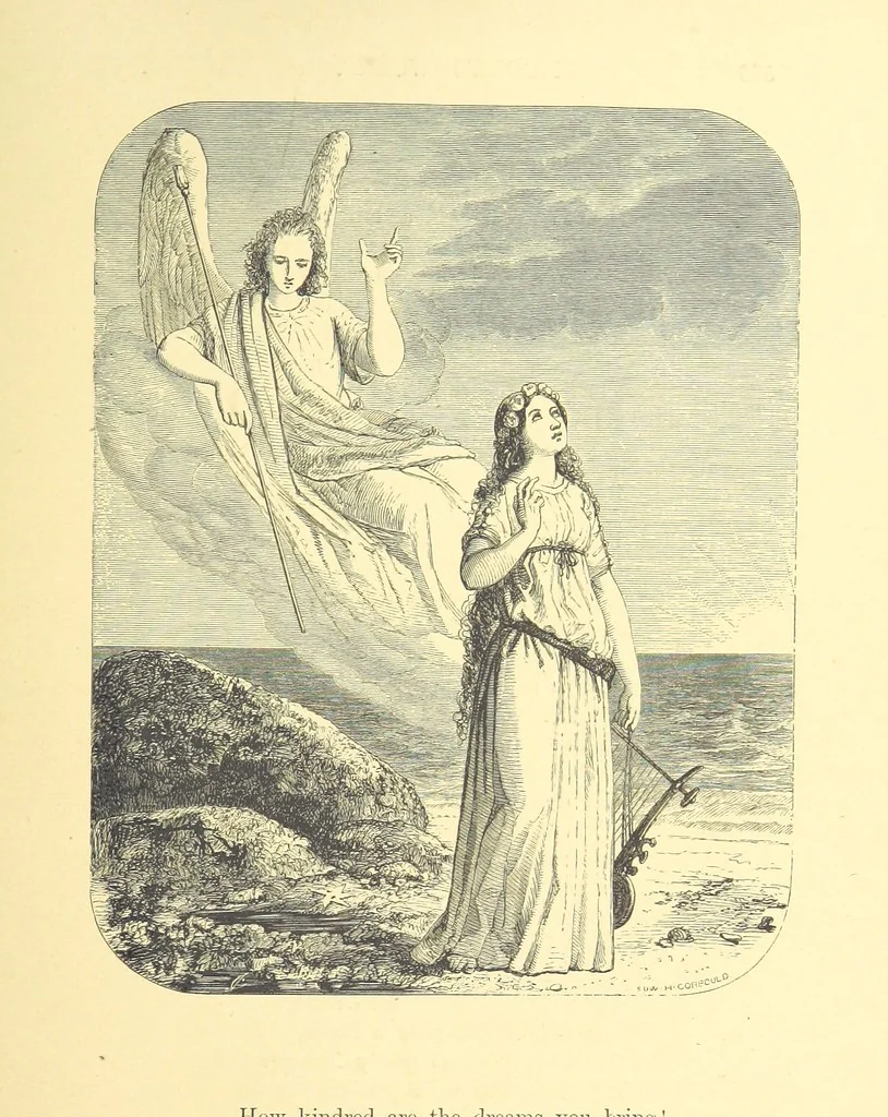 An illustration from Moore's Irish Melodies, Lalla Rookh, National Airs, Legendary Ballads, Songs, etc., with a memoir by J. F. Waller. Illustrations, etc, 1867, leaf 631