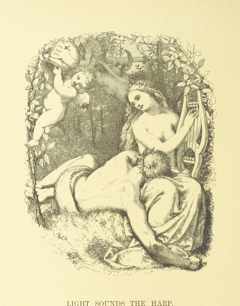 An illustration from Moore's Irish Melodies, Lalla Rookh, National Airs, Legendary Ballads, Songs, etc., with a memoir by J. F. Waller. Illustrations, etc, 1867, leaf 646