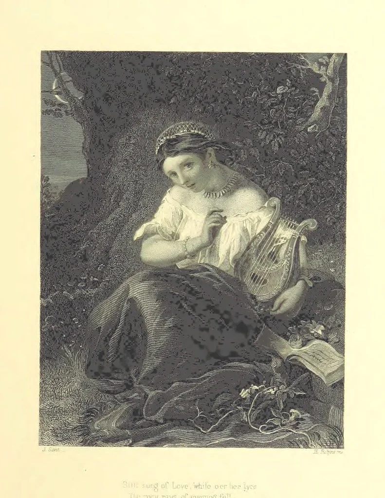 An illustration from Moore's Irish Melodies, Lalla Rookh, National Airs, Legendary Ballads, Songs, etc., with a memoir by J. F. Waller. Illustrations, etc, 1867, leaf 83