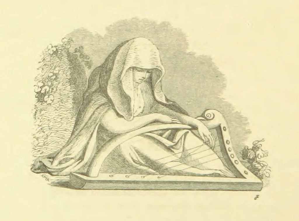 An illustration from Moore's Irish Melodies, Lalla Rookh, National Airs, Legendary Ballads, Songs, etc., with a memoir by J. F. Waller. Illustrations, etc, 1867, leaf 96