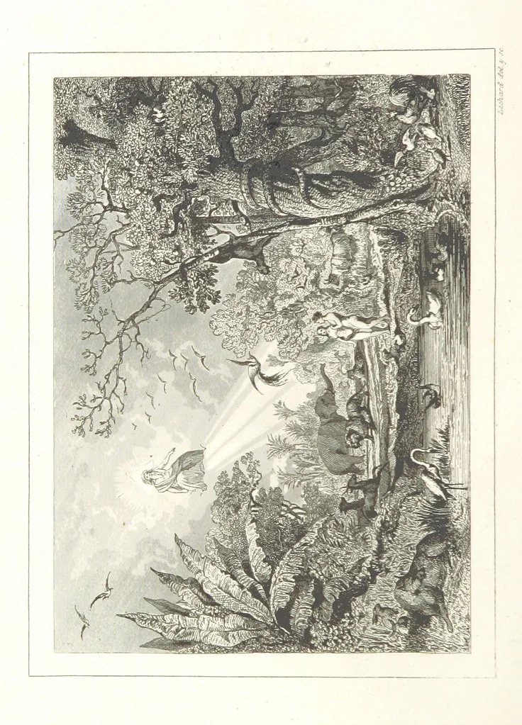 An illustration from Los Héroes y las Maravillas del Mundo. ... Anales del mundo desde los tiempos bíblicos hasta nuestros dias. ... Gran Memorandum histórico ... que comprende íntegras las obras siguientes. La Imparcial ... Historia Universal, escrita por el sabio Benedictino Clemente y su tan celebrado Arte de comprobar los datos de las fechas históricas, crónicas y otros antiguos documentos; ... continuada hasta hoy dia por M. de Saint Allais; la Historia de Alejandro el Grande, escrita por Quinto Curcio, la de Cártago y Roma, Anibal y los Escipiones, Pompeyo y Cesar, continuados los famosos Comentarios de este último; la de la guerra de Yugurta y Catilina, trasladado íntegro todo el Salustio. La Historia de la guerra de los Judios contra los Romanos. ... Descripcion del Capitolio, destruccion de Jerusalen, Martirio de los Macabeos, etc. escrita por Flavio Josefo, traducida del original Griego ... acompañadas dichas historias con las fideles tablas cronológicas de la citada obra de Clemente. ... Seguido todo de los tan celebrados cuadros de la pintura del hombre y de las maravillas que le rodean por ... Buffon, Cuvier, Lacepede, ... precedido del discurso sobre la Historia Universal por ... Bossuet. ... Dispuesto, ordenado, y completado el cuerpo general de la obra hasta el dia que termine por D. de Mora y Casarusa. Revisada la parte religiosa que comprende por I. Sayol y Echevarría. ... Quinta edicion, 1855, leaf 248