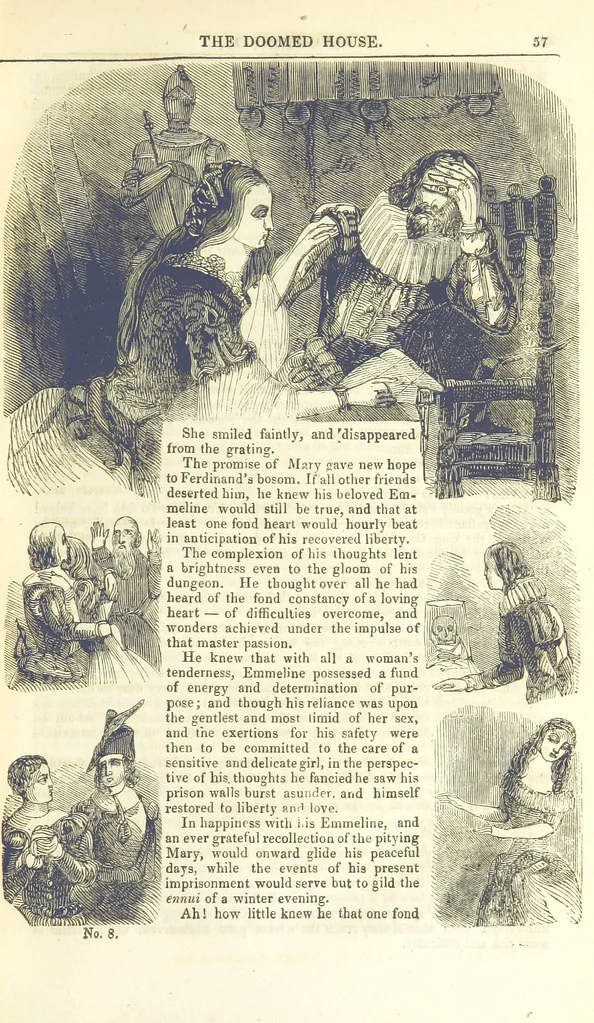 An illustration from Moreton: or, the Doomed House. A romance, 1847, leaf 65