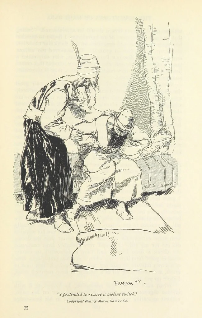 An illustration from The Adventures of Hajji Baba of Ispahan ... Illustrated by H. R. Millar, with an introduction by the Hon. G. Curzon, 1895, leaf 157