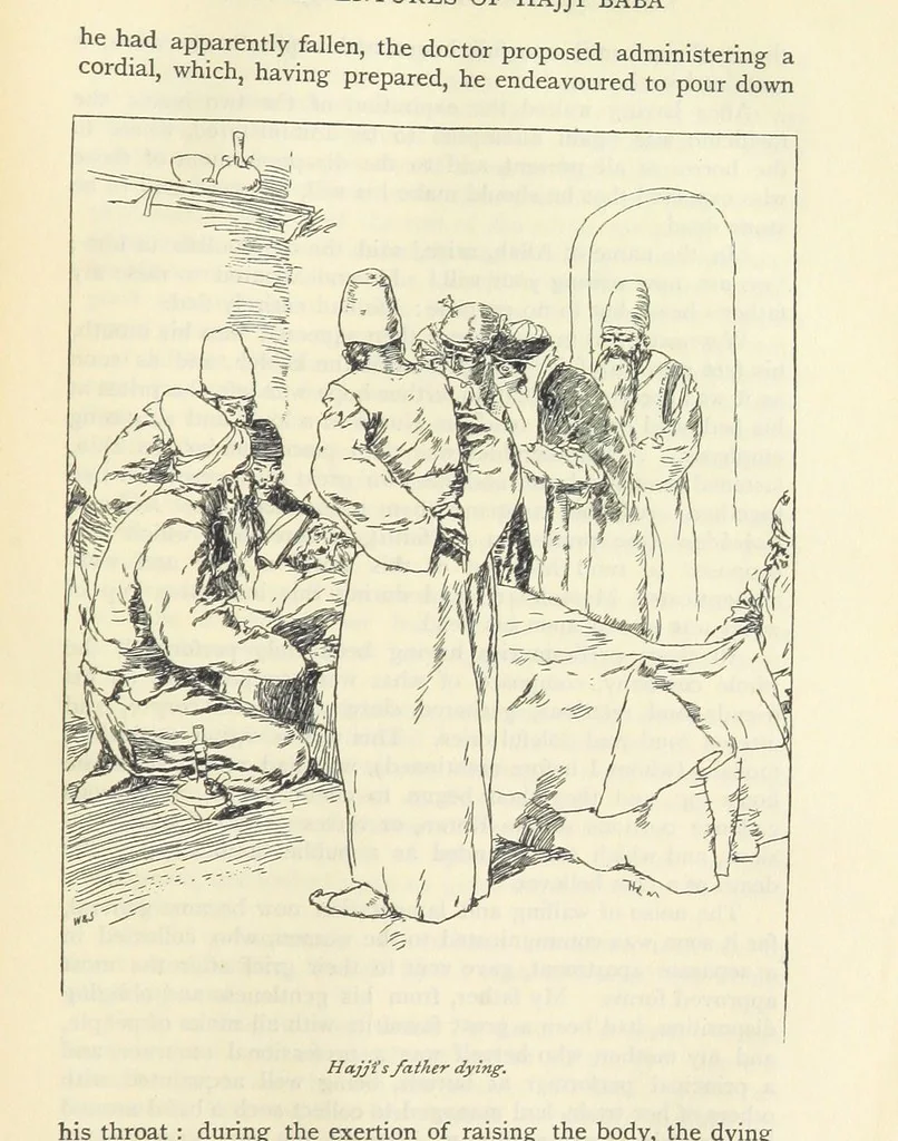 An illustration from The Adventures of Hajji Baba of Ispahan ... Illustrated by H. R. Millar, with an introduction by the Hon. G. Curzon, 1895, leaf 355