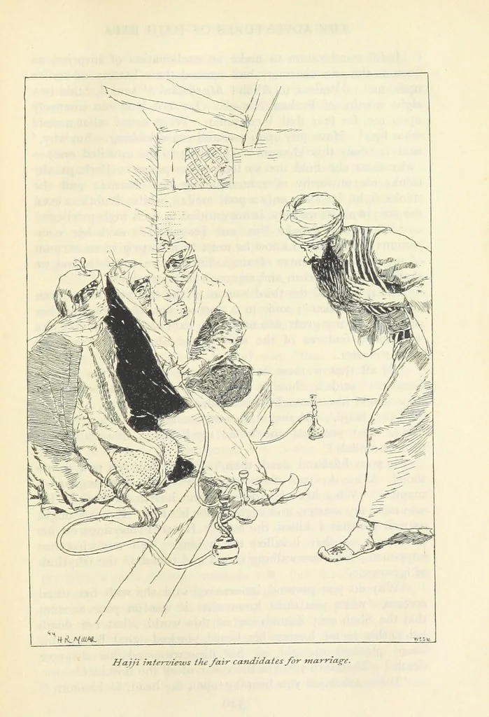 An illustration from The Adventures of Hajji Baba of Ispahan ... Illustrated by H. R. Millar, with an introduction by the Hon. G. Curzon, 1895, leaf 385