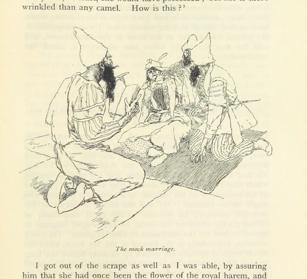 An illustration from The Adventures of Hajji Baba of Ispahan ... Illustrated by H. R. Millar, with an introduction by the Hon. G. Curzon, 1895, leaf 393
