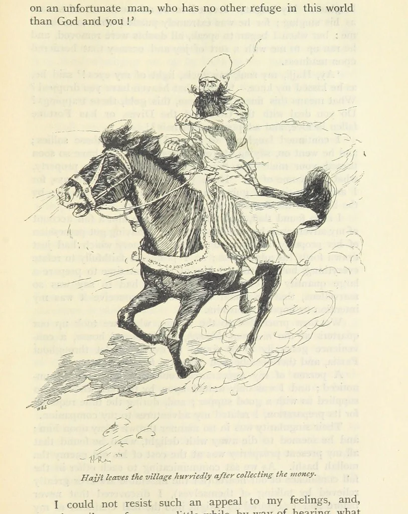 An illustration from The Adventures of Hajji Baba of Ispahan ... Illustrated by H. R. Millar, with an introduction by the Hon. G. Curzon, 1895, leaf 413