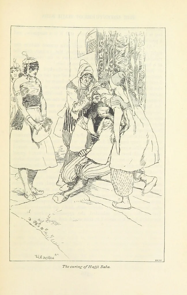 An illustration from The Adventures of Hajji Baba of Ispahan ... Illustrated by H. R. Millar, with an introduction by the Hon. G. Curzon, 1895, leaf 447