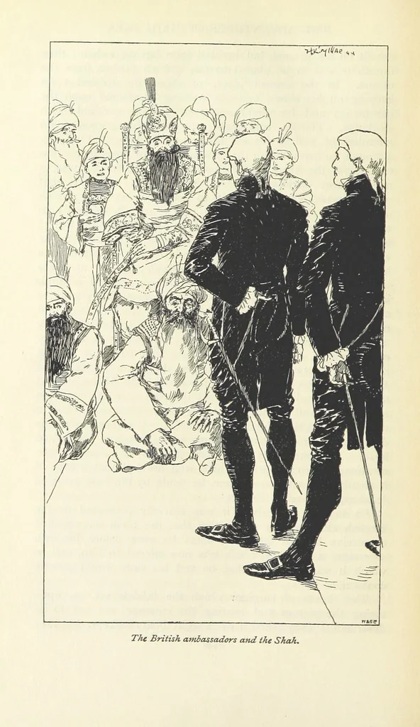 An illustration from The Adventures of Hajji Baba of Ispahan ... Illustrated by H. R. Millar, with an introduction by the Hon. G. Curzon, 1895, leaf 502
