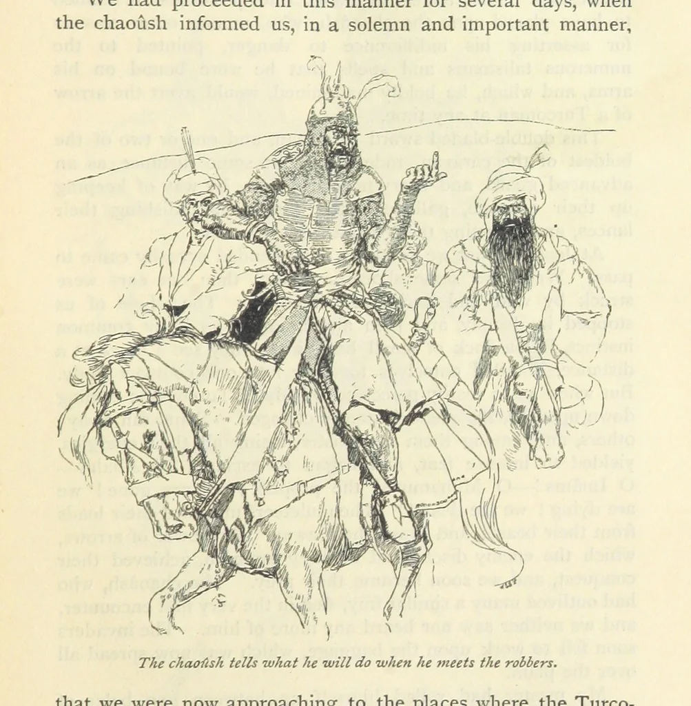 An illustration from The Adventures of Hajji Baba of Ispahan ... Illustrated by H. R. Millar, with an introduction by the Hon. G. Curzon, 1895, leaf 69