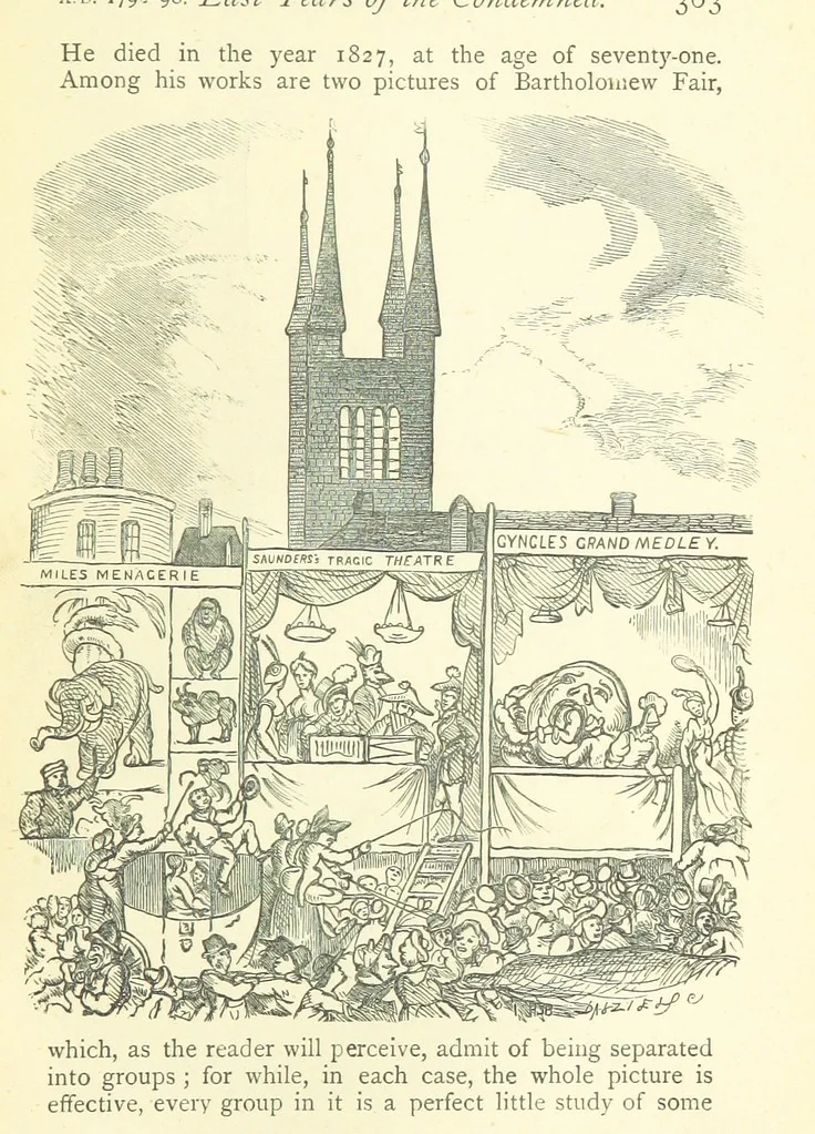 An illustration from Memoirs of Bartholomew Fair ... Fourth edition, 1892, leaf 397