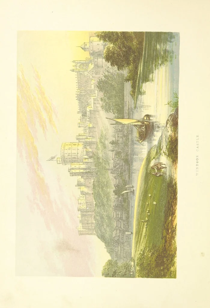 An illustration from The Ancestral Homes of Britain; containing examples of its noblest castles, halls, and mansions. With ... coloured illustrations ... and biographical and historical notices, 1868, leaf 14