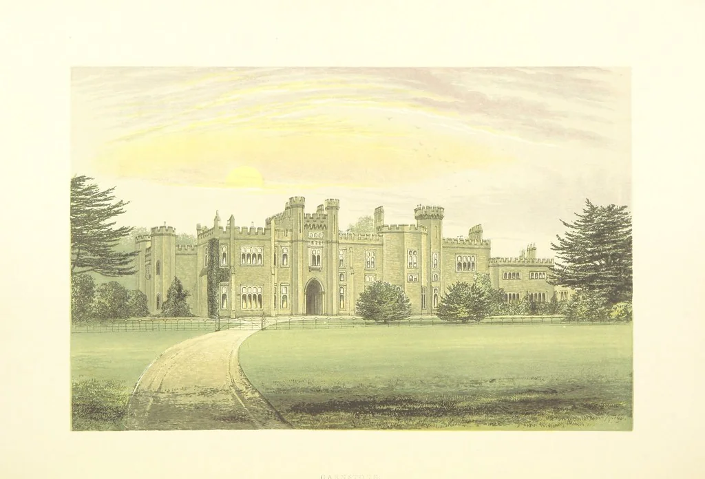 An illustration from The Ancestral Homes of Britain; containing examples of its noblest castles, halls, and mansions. With ... coloured illustrations ... and biographical and historical notices, 1868, leaf 158