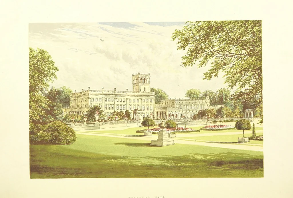 An illustration from The Ancestral Homes of Britain; containing examples of its noblest castles, halls, and mansions. With ... coloured illustrations ... and biographical and historical notices, 1868, leaf 164