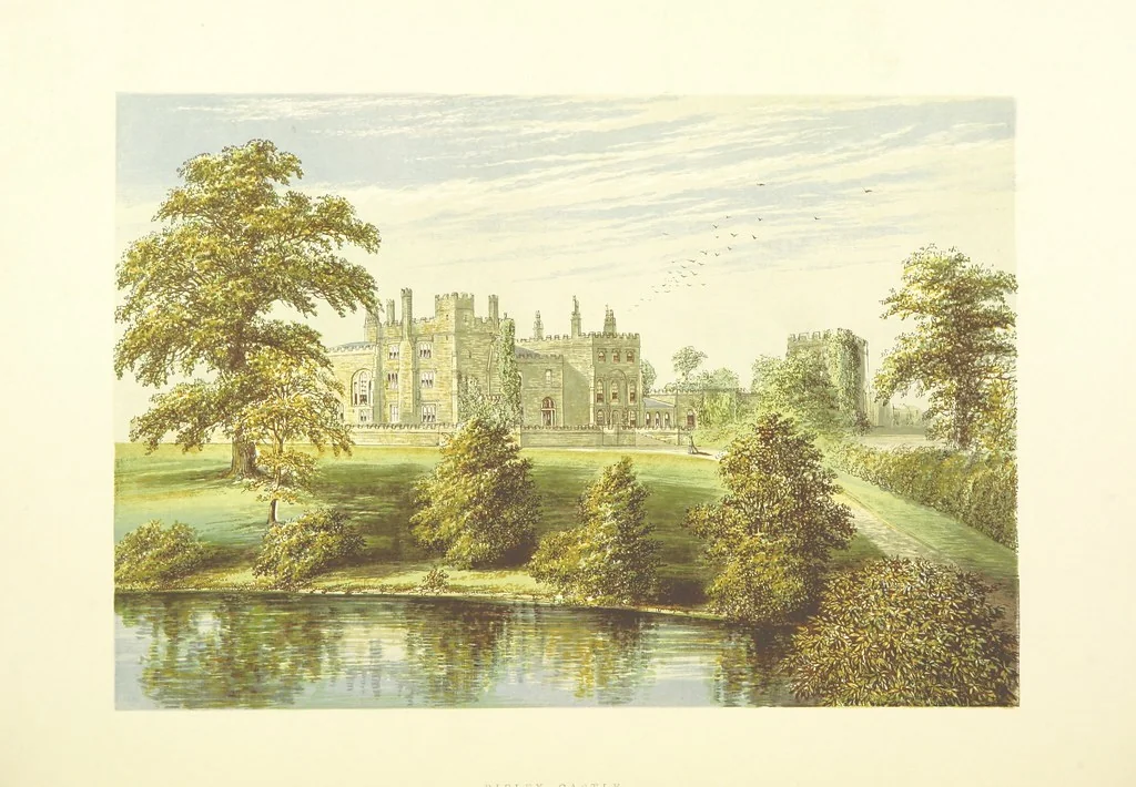 An illustration from The Ancestral Homes of Britain; containing examples of its noblest castles, halls, and mansions. With ... coloured illustrations ... and biographical and historical notices, 1868, leaf 176