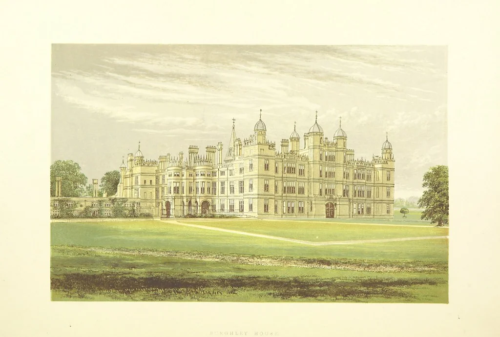 An illustration from The Ancestral Homes of Britain; containing examples of its noblest castles, halls, and mansions. With ... coloured illustrations ... and biographical and historical notices, 1868, leaf 182