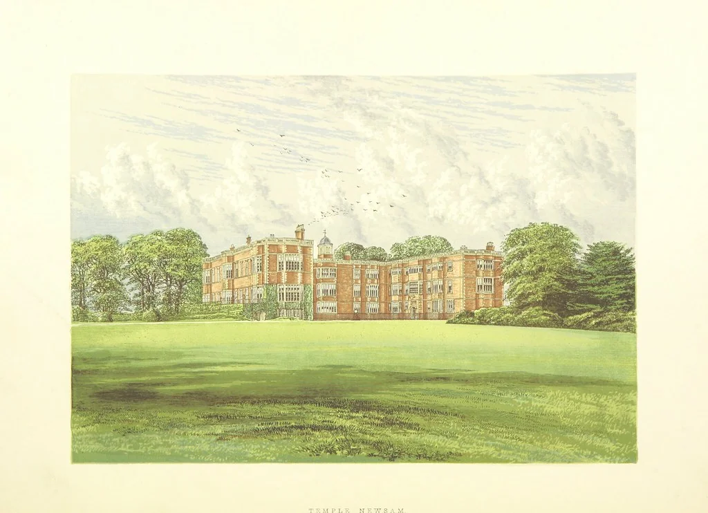 An illustration from The Ancestral Homes of Britain; containing examples of its noblest castles, halls, and mansions. With ... coloured illustrations ... and biographical and historical notices, 1868, leaf 200
