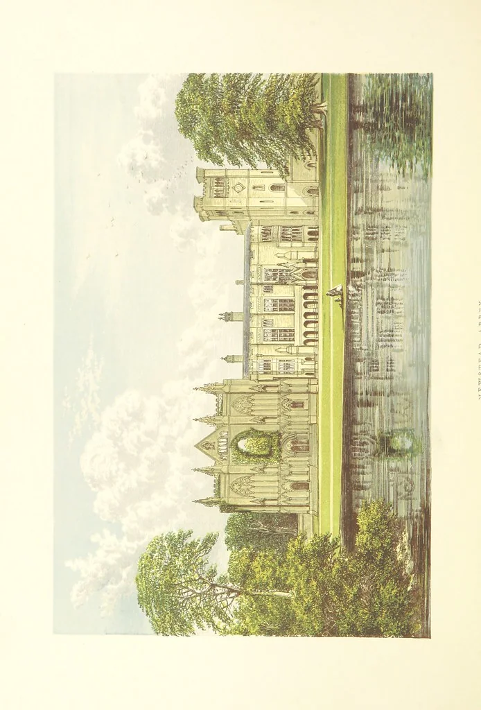 An illustration from The Ancestral Homes of Britain; containing examples of its noblest castles, halls, and mansions. With ... coloured illustrations ... and biographical and historical notices, 1868, leaf 218