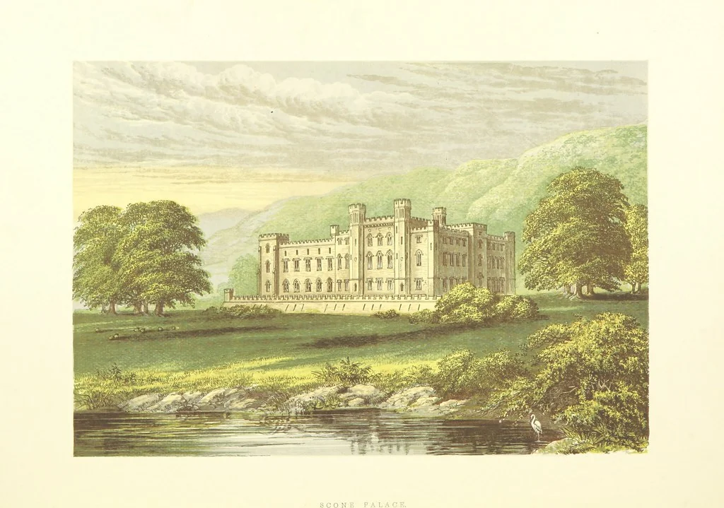 An illustration from The Ancestral Homes of Britain; containing examples of its noblest castles, halls, and mansions. With ... coloured illustrations ... and biographical and historical notices, 1868, leaf 236