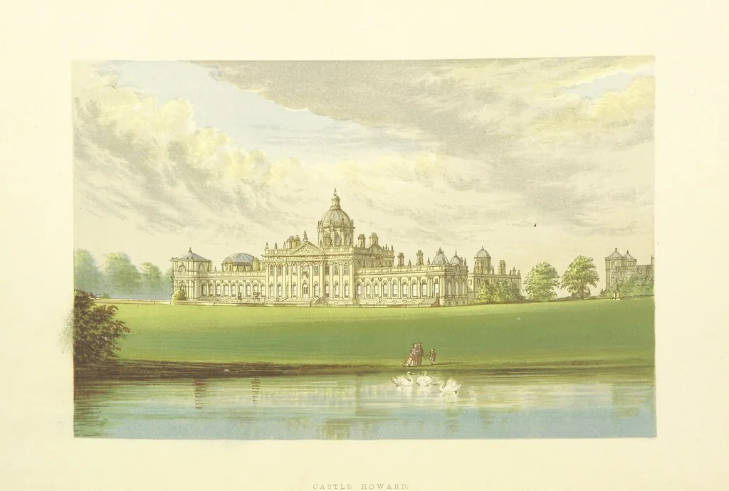 An illustration from The Ancestral Homes of Britain; containing examples of its noblest castles, halls, and mansions. With ... coloured illustrations ... and biographical and historical notices, 1868, leaf 36